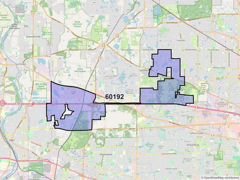 Map of ZIP Code 60192 — Hoffman Estates, IL