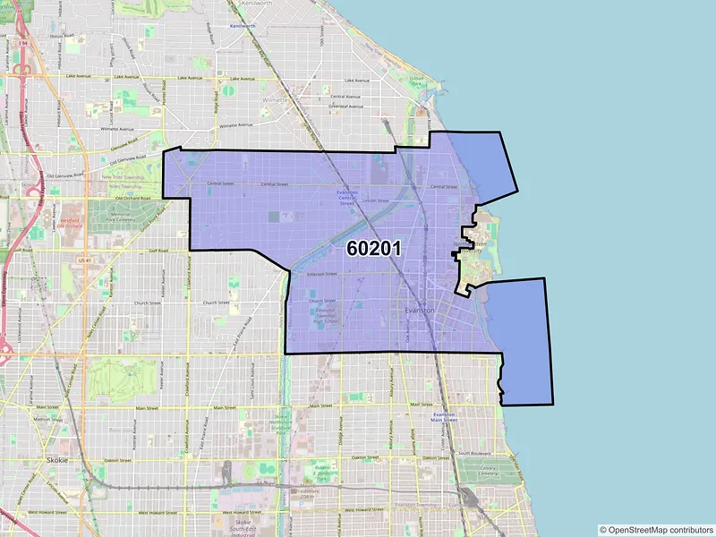 Map of ZIP Code 60201 — Evanston, IL