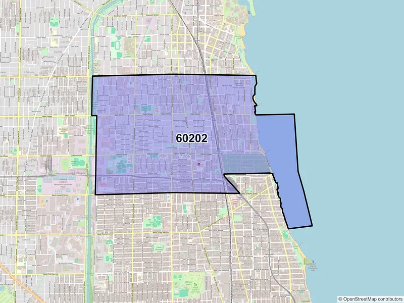 Map of ZIP Code 60202 — Evanston, IL