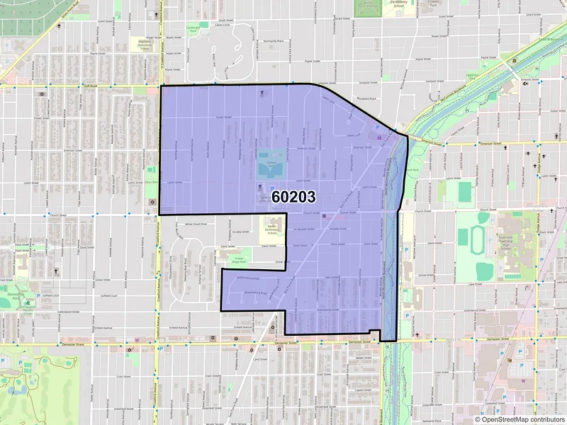 Map of ZIP Code 60203 — Evanston, IL