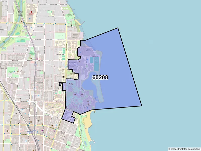 Map of ZIP Code 60208 — Evanston, IL