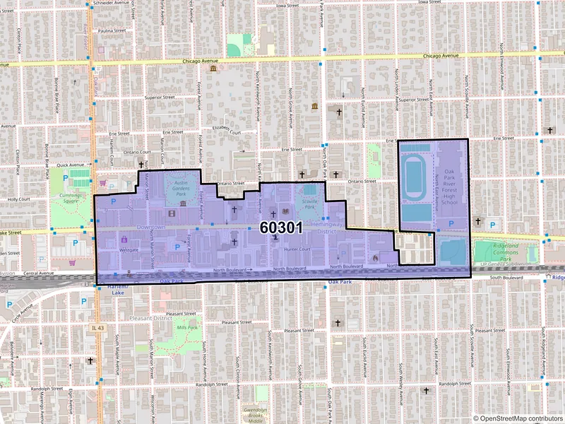 Map of ZIP Code 60301 — Oak Park, IL