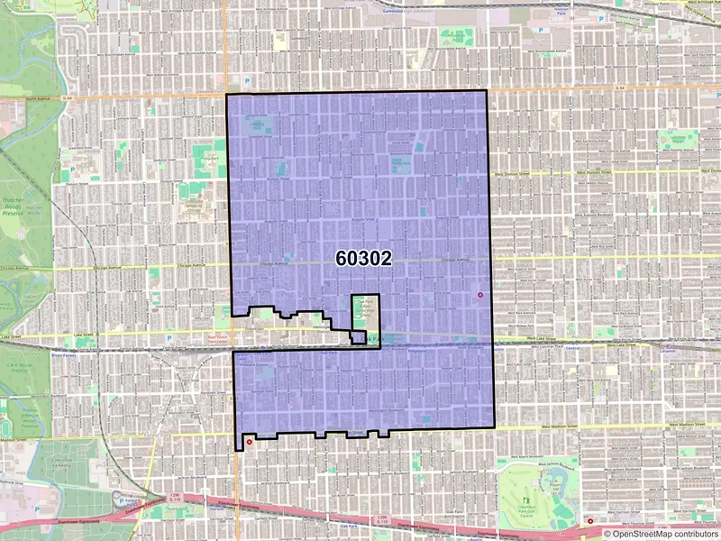 Map of ZIP Code 60302 — Oak Park, IL
