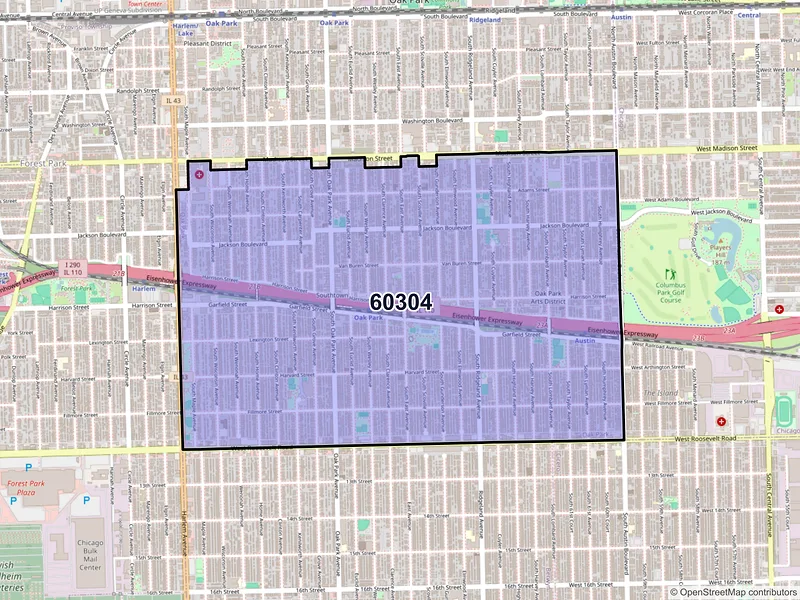 Map of ZIP Code 60304 — Oak Park, IL
