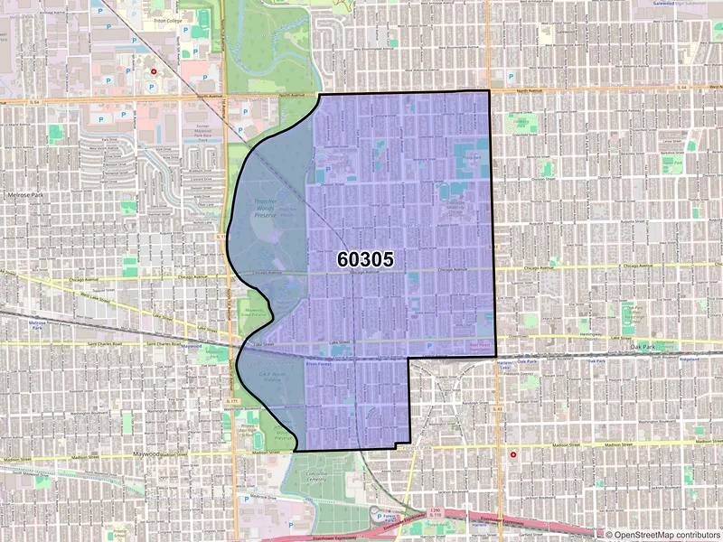 Map of ZIP Code 60305 — River Forest, IL