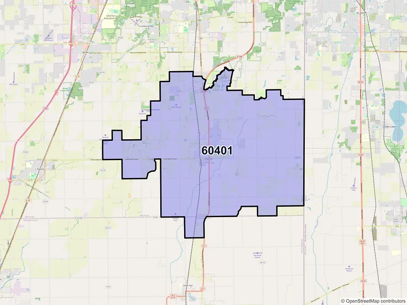 Map of ZIP Code 60401 — Beecher, IL