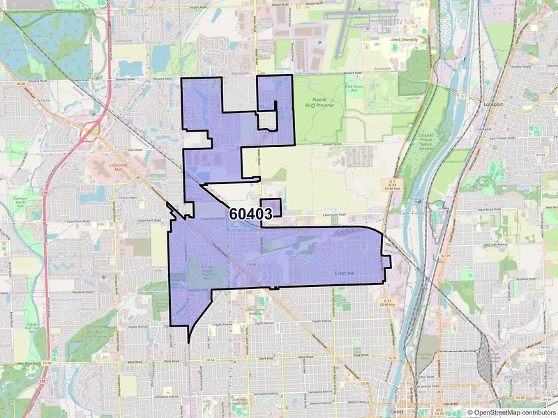 Map of ZIP Code 60403 — Crest Hill, IL