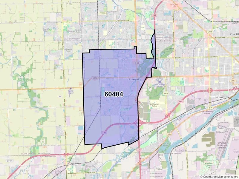 Map of Shorewood, Illinois and ZIP codes