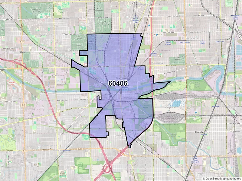 Map of ZIP Code 60406 — Blue Island, IL