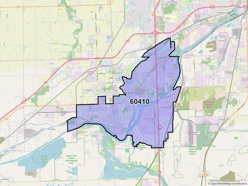 Map of ZIP Code 60410 — Channahon, IL