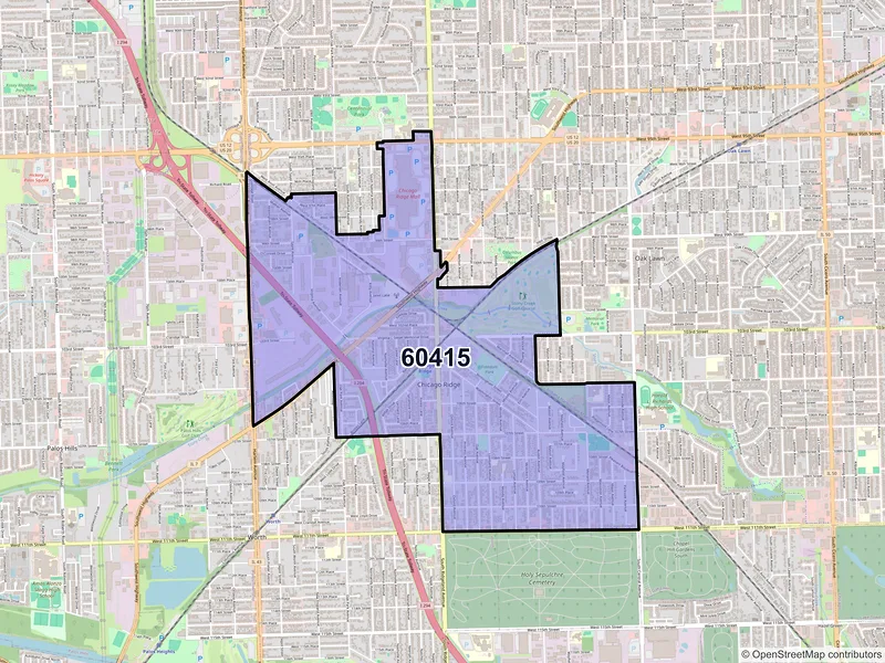 Map of ZIP Code 60415 — Chicago Ridge, IL
