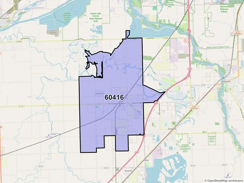 Map of ZIP Code 60416 — Coal City, IL