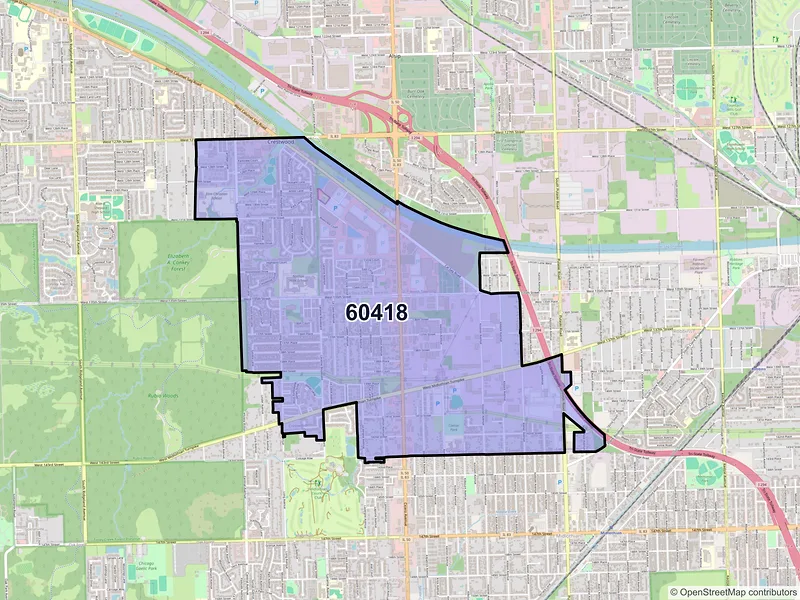 Map of ZIP Code 60418 — Crestwood, IL