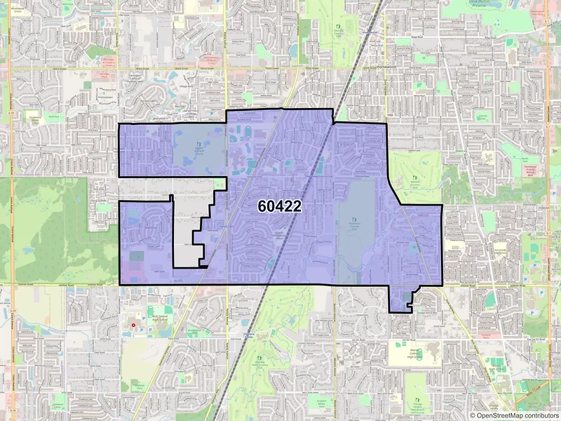 Map of ZIP Code 60422 — Flossmoor, IL