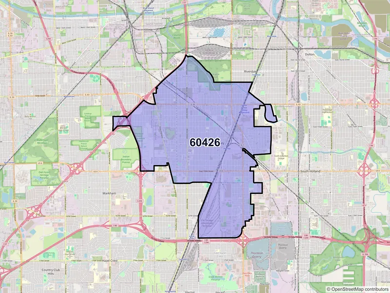 Map of ZIP Code 60426 — Harvey, IL