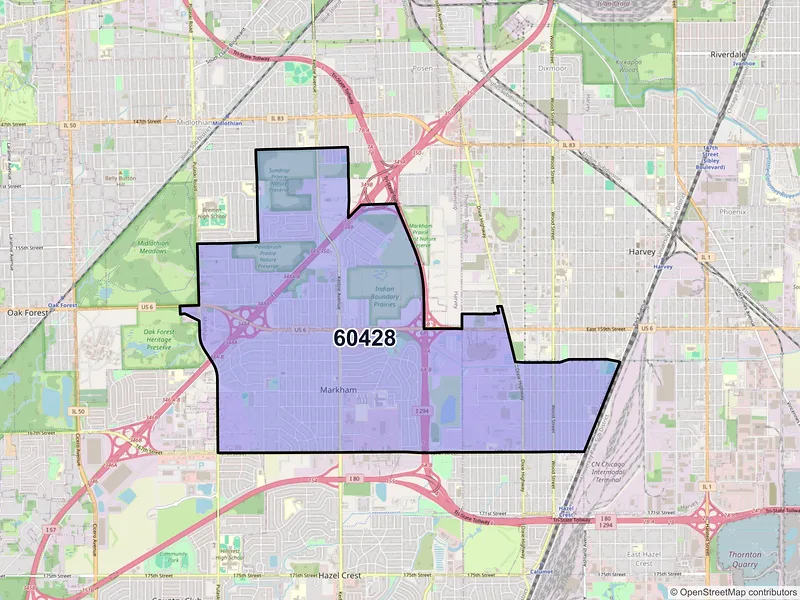 Map of ZIP Code 60428 — Markham, IL