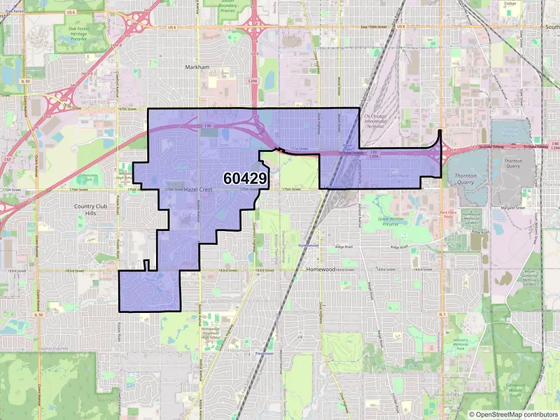 Map of ZIP Code 60429 — Hazel Crest, IL