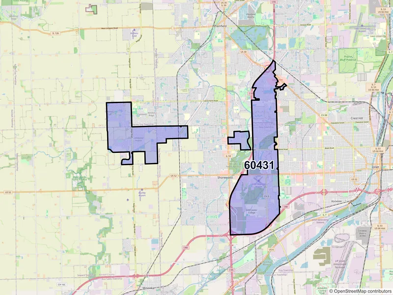 Map of ZIP Code 60431 — Joliet, IL