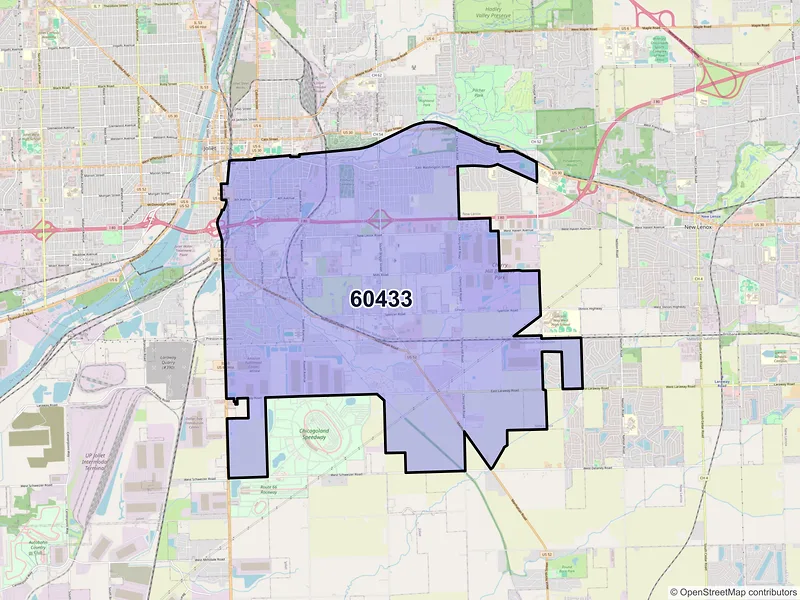 Map of ZIP Code 60433 — Joliet, IL