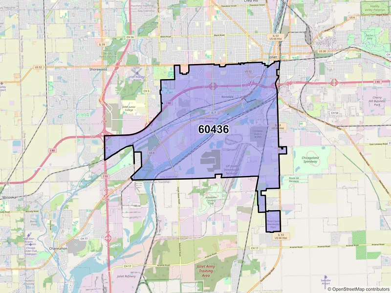 Map of ZIP Code 60436 — Joliet, IL