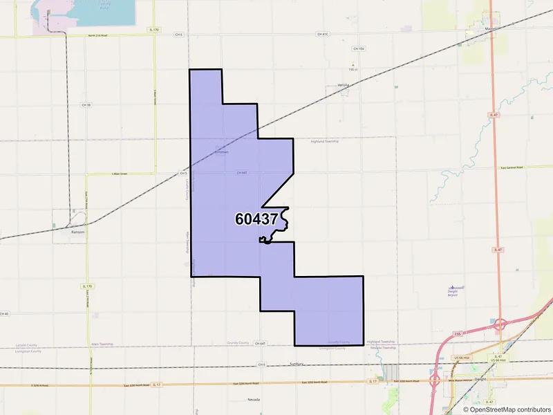 Map of Kinsman, Illinois and ZIP codes