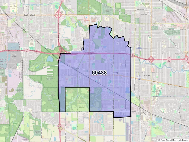Map of ZIP Code 60438 — Lansing, IL