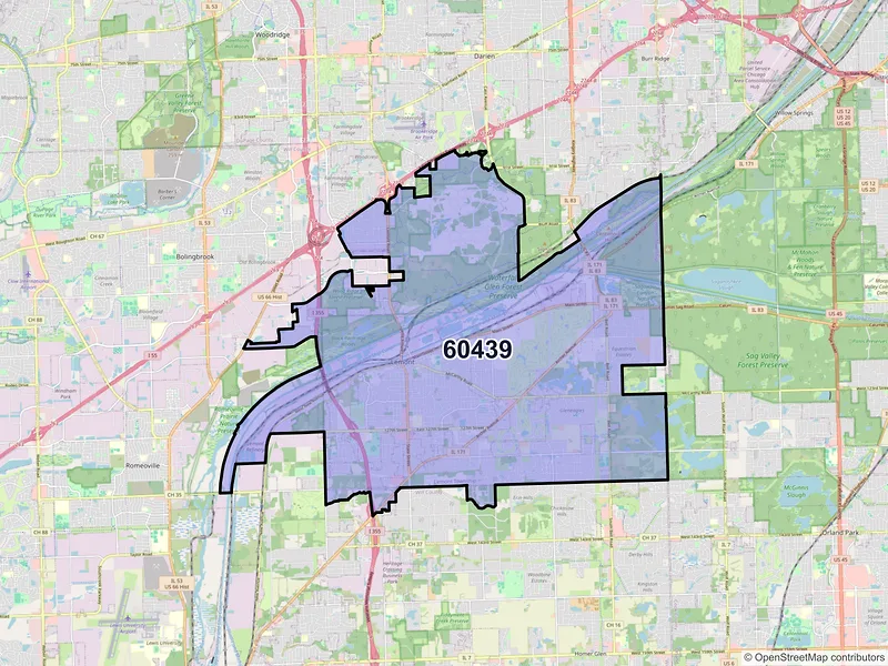 Map of ZIP Code 60439 — Lemont, IL