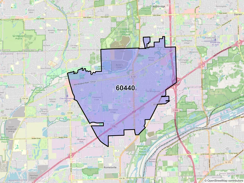 Map of ZIP Code 60440 — Bolingbrook, IL