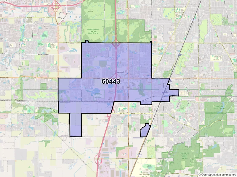Map of ZIP Code 60443 — Matteson, IL