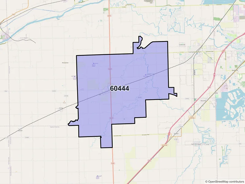 Map of ZIP Code 60444 — Mazon, IL