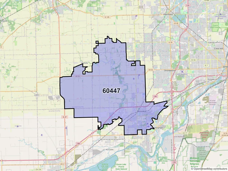 Map of ZIP Code 60447 — Minooka, IL