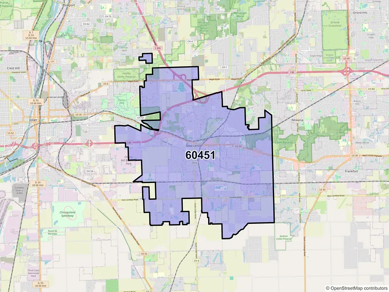 Map of ZIP Code 60451 — New Lenox, IL