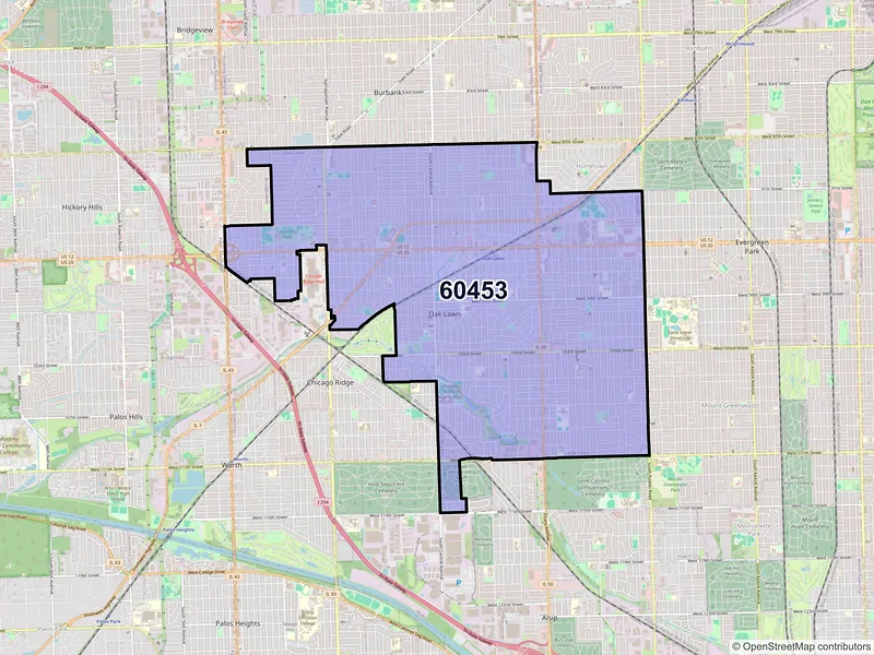 Map of ZIP Code 60453 — Oak Lawn, IL