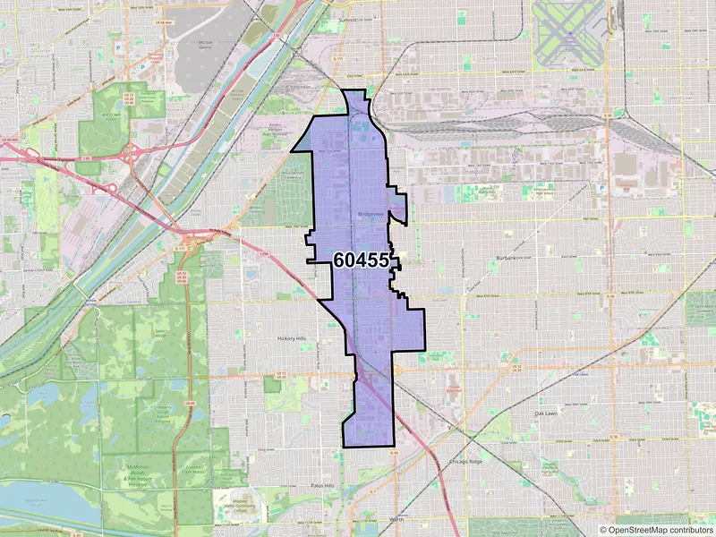Map of ZIP Code 60455 — Bridgeview, IL