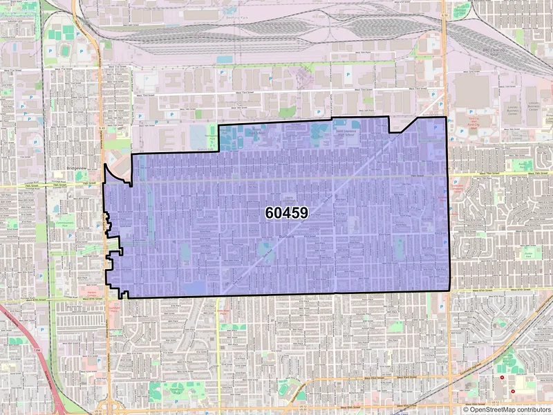 Map of ZIP Code 60459 — Burbank, IL