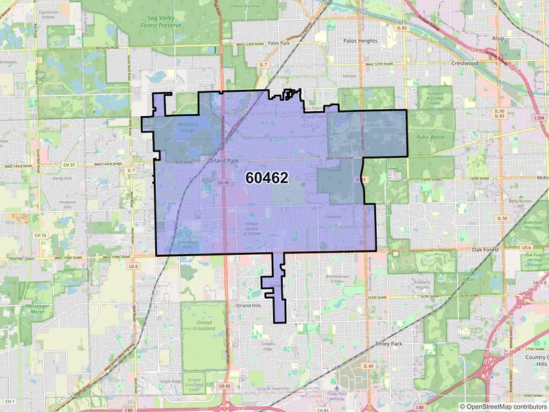 Map of ZIP Code 60462 — Orland Park, IL