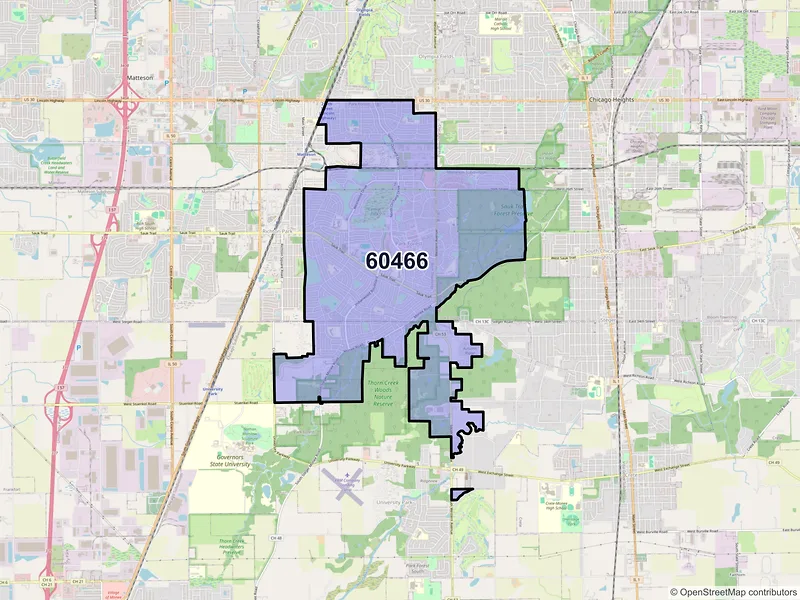 Map of ZIP Code 60466 — Park Forest, IL