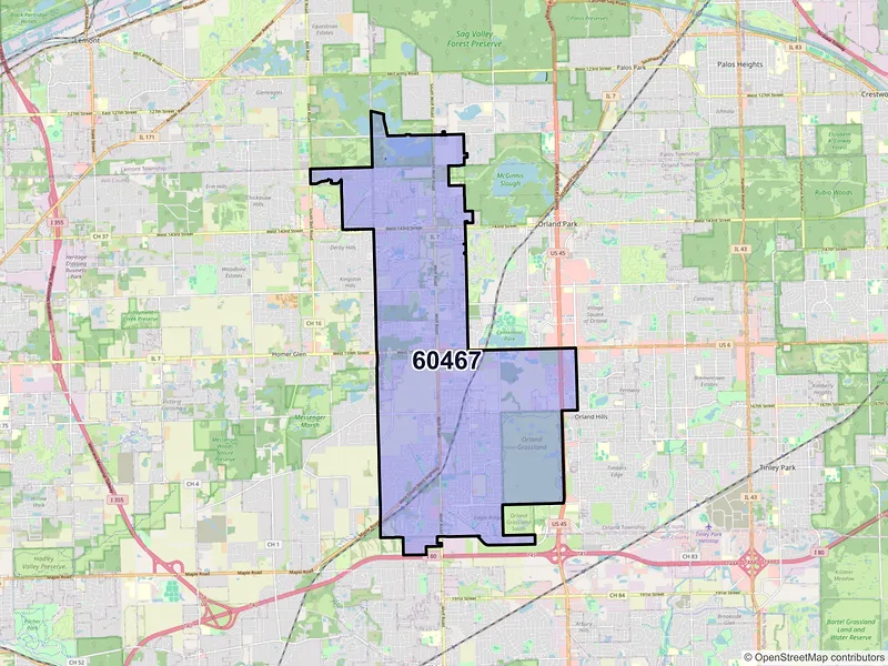 Map of ZIP Code 60467 — Orland Park, IL