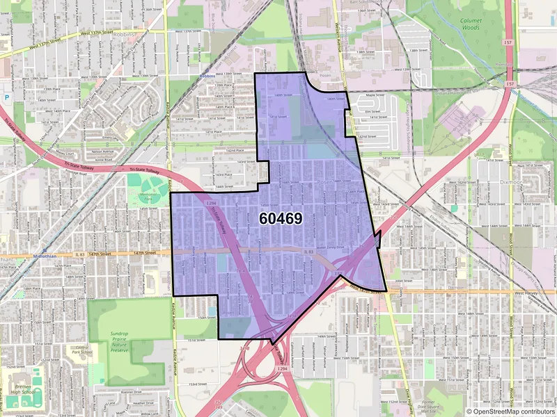 Map of ZIP Code 60469 — Posen, IL