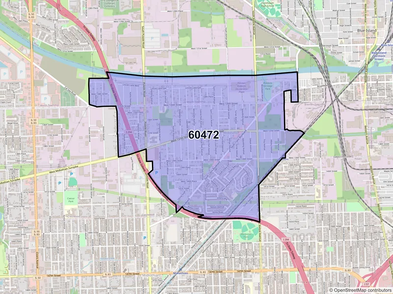 Map of ZIP Code 60472 — Robbins, IL