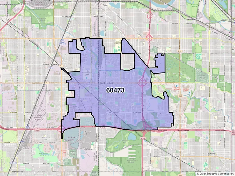 Map of South Holland, Illinois and ZIP codes