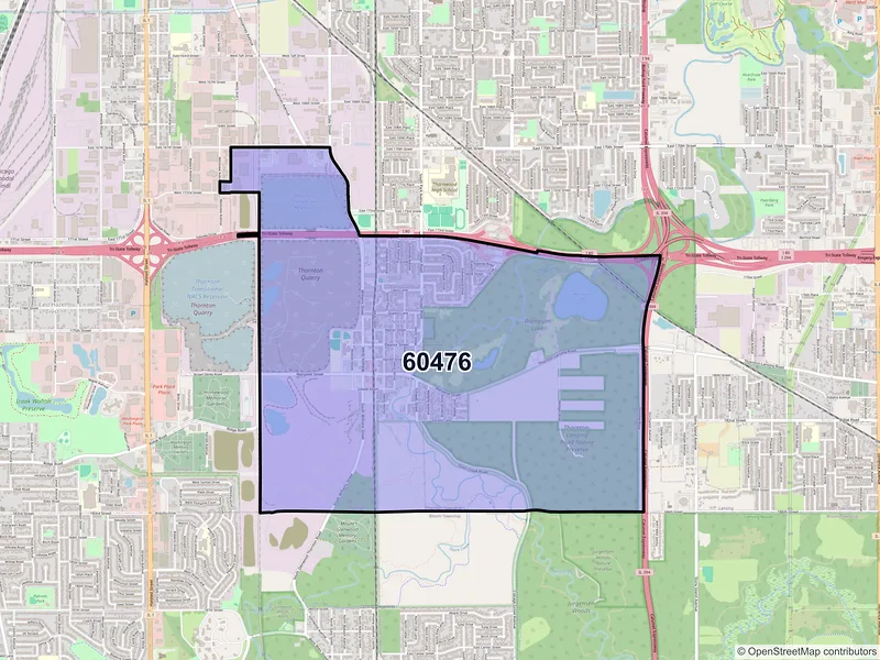 Map of ZIP Code 60476 — Thornton, IL