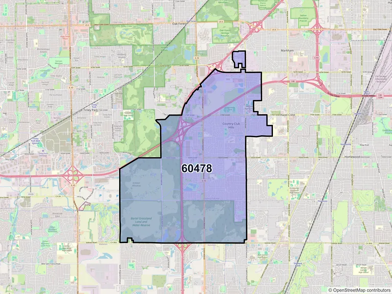 Map of ZIP Code 60478 — Country Club Hills, IL