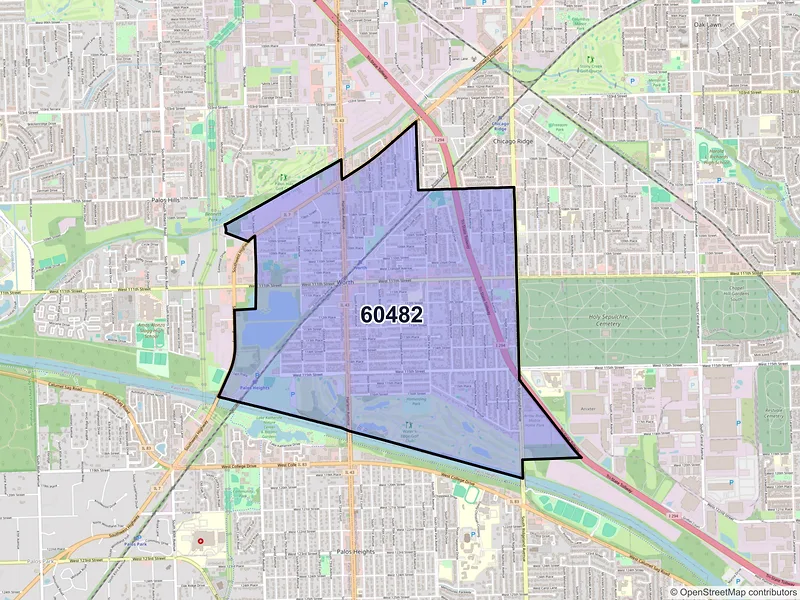 Map of ZIP Code 60482 — Worth, IL