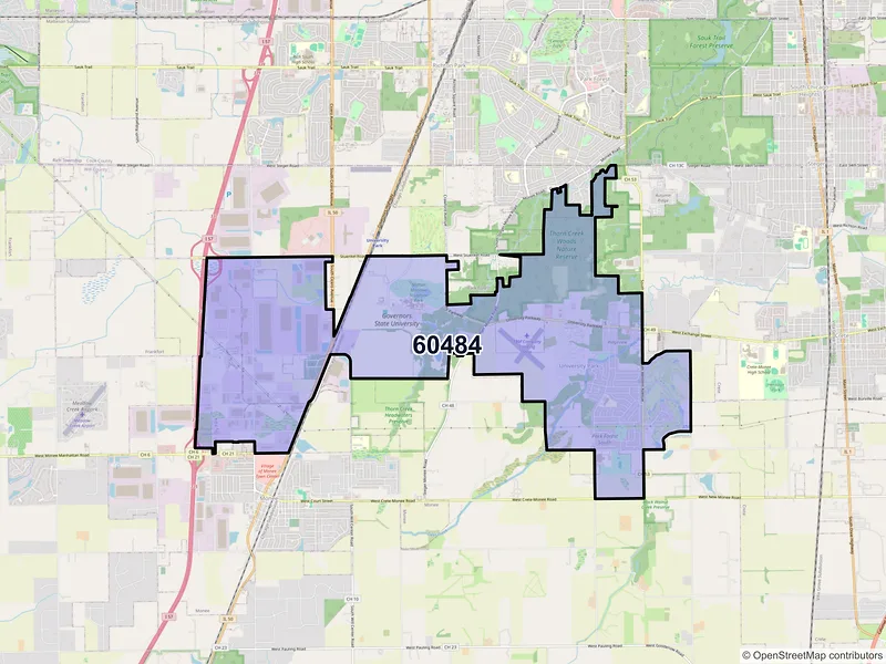 Map of ZIP Code 60484 — University Park, IL