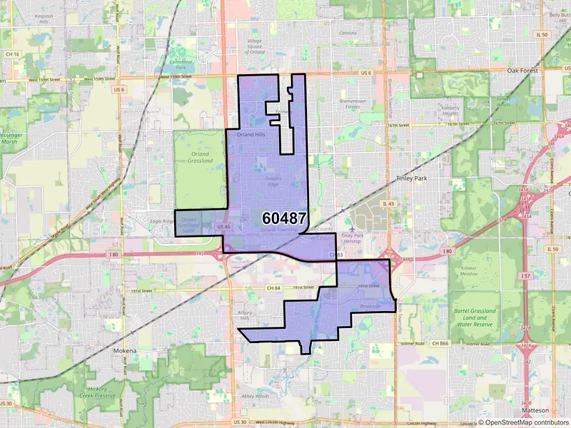 Map of ZIP Code 60487 — Tinley Park, IL