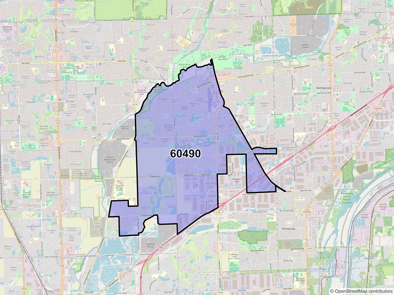 Map of ZIP Code 60490 — Bolingbrook, IL
