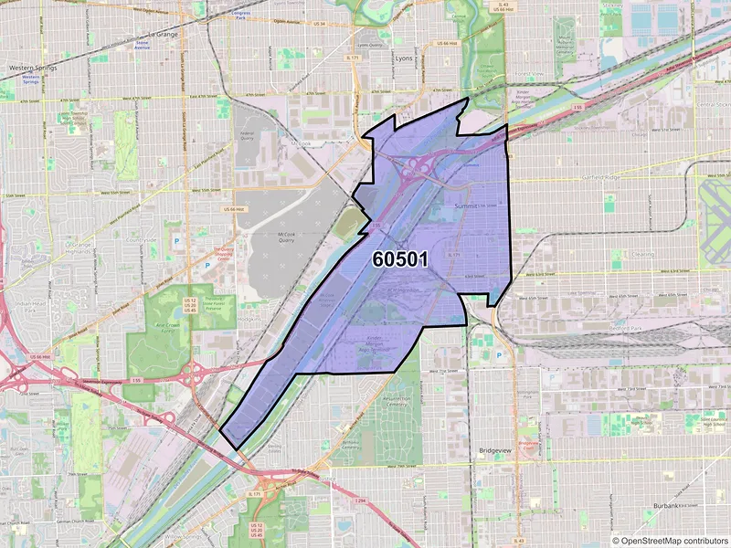 Map of ZIP Code 60501 — Summit Argo, IL