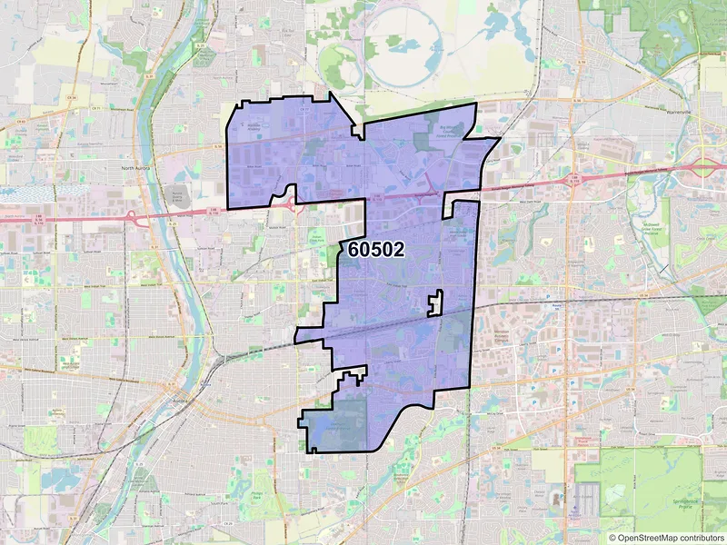 Map of ZIP Code 60502 — Aurora, IL