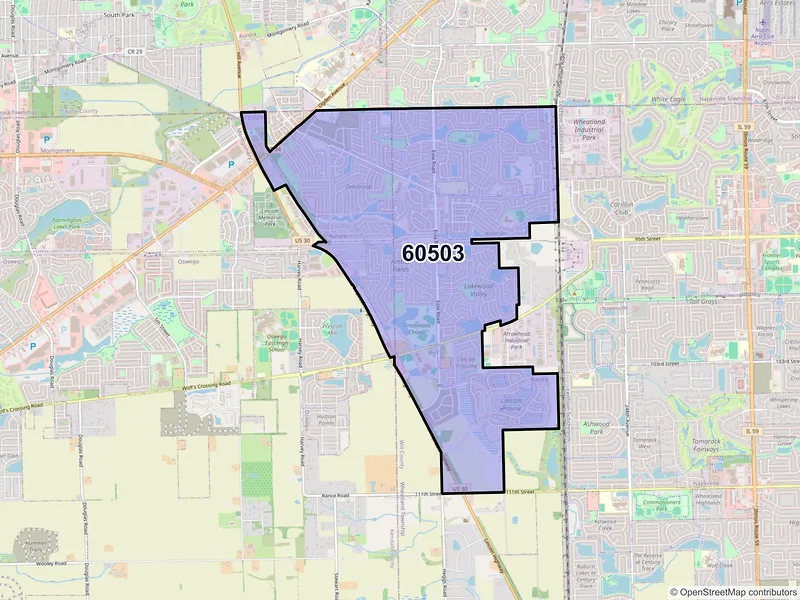 Map of ZIP Code 60503 — Aurora, IL